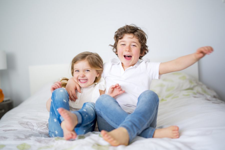Two happy children playing together